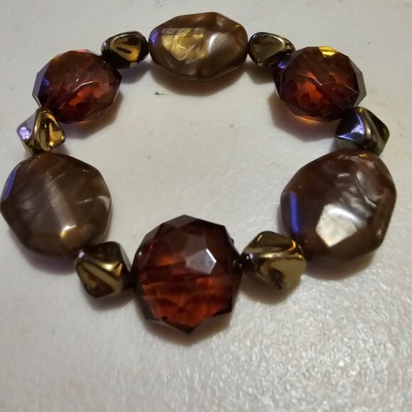 6inchVintage Acrylic Faceted Bead Stretchy Bracelet L7 - Picture 3 of 3